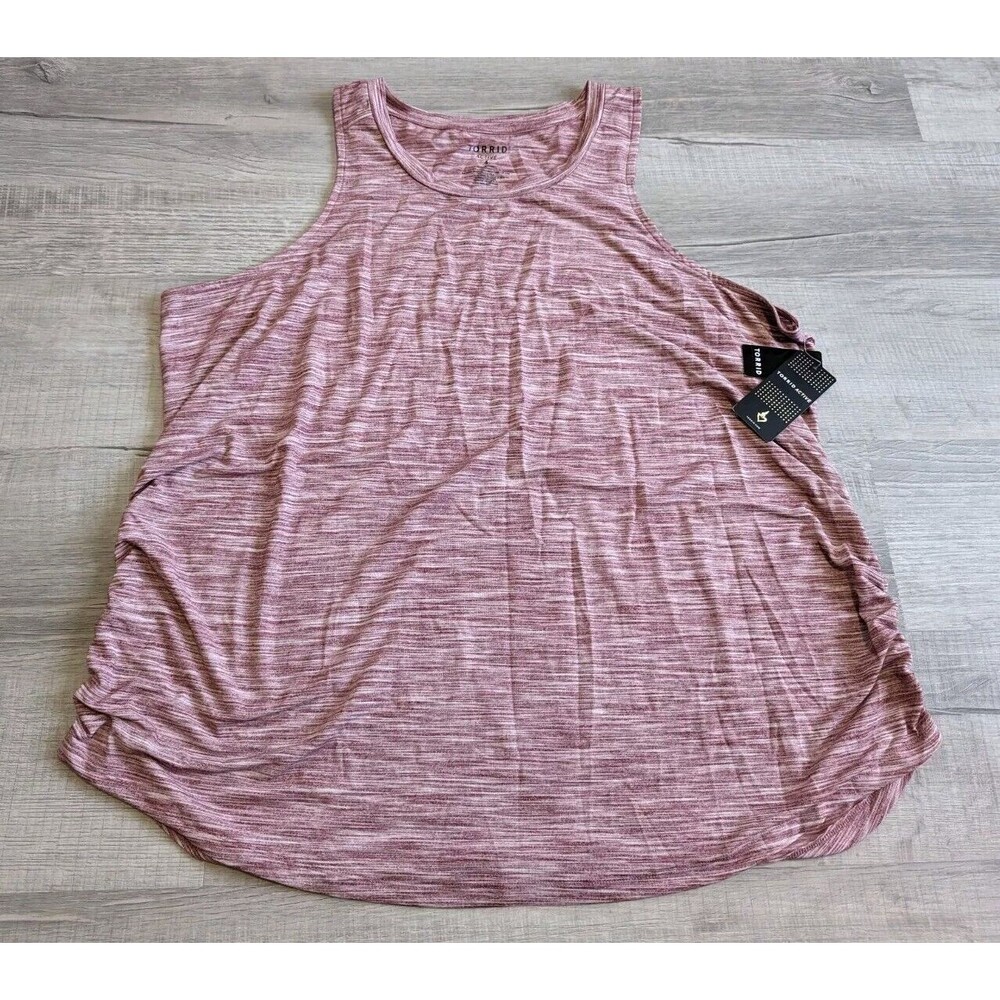 NWT New Torrid Scoop Neck Active Tank Top Space Dye Burgundy 4 4X